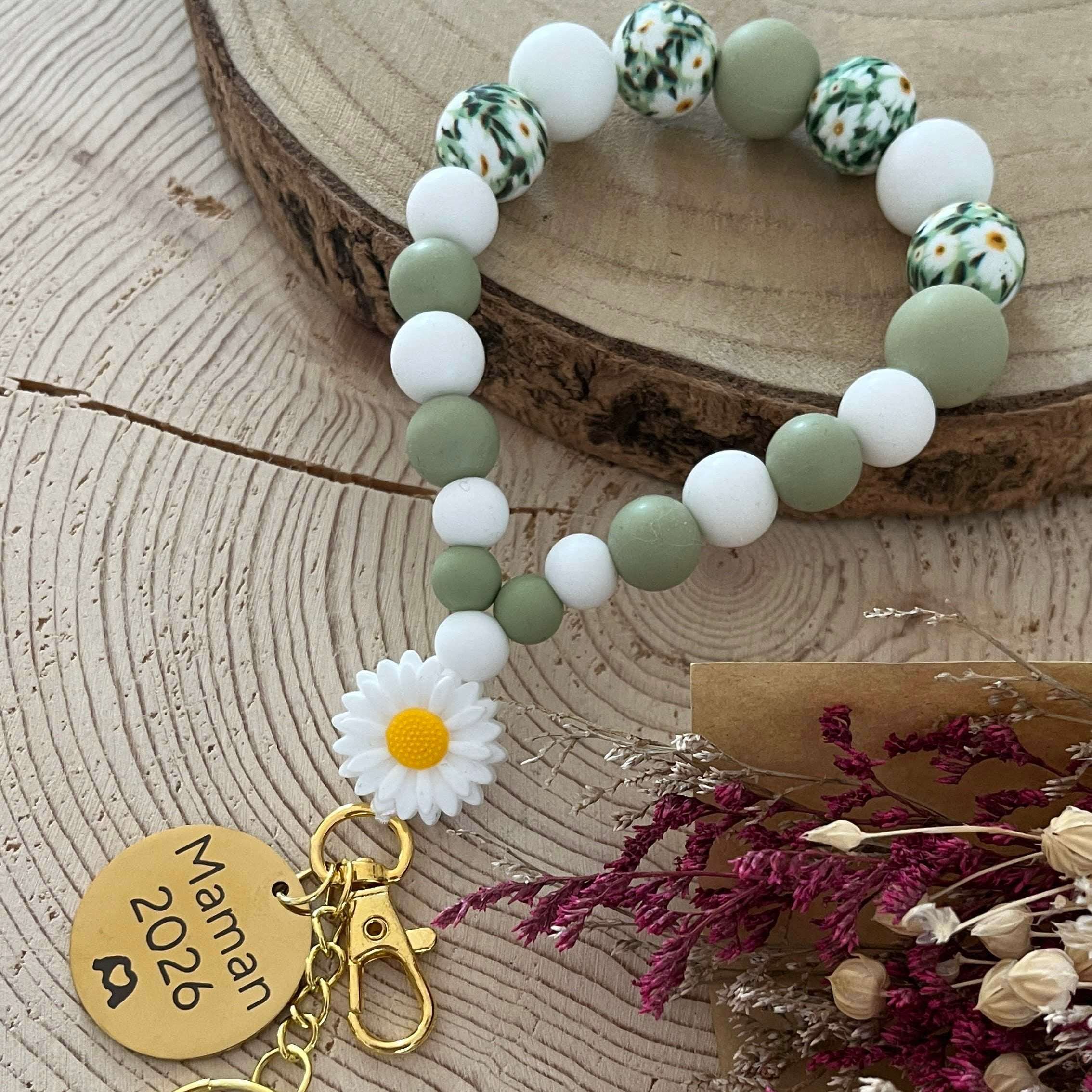 Porte Clef futur maman vert Ma boutique