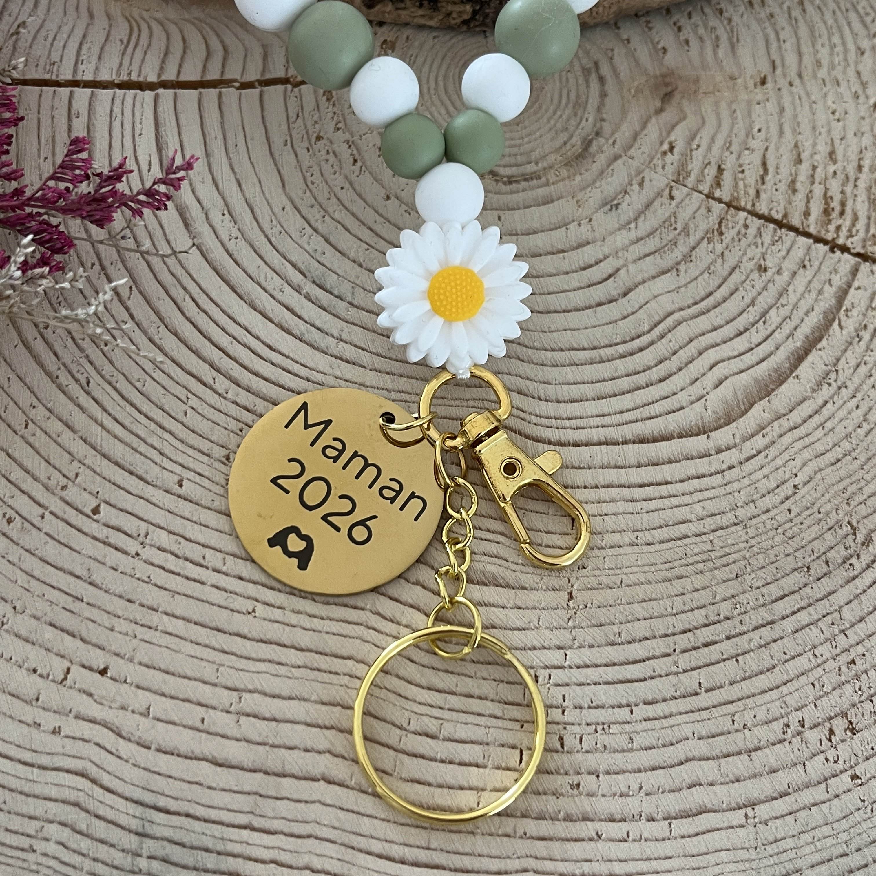 Porte Clef futur maman vert Ma boutique