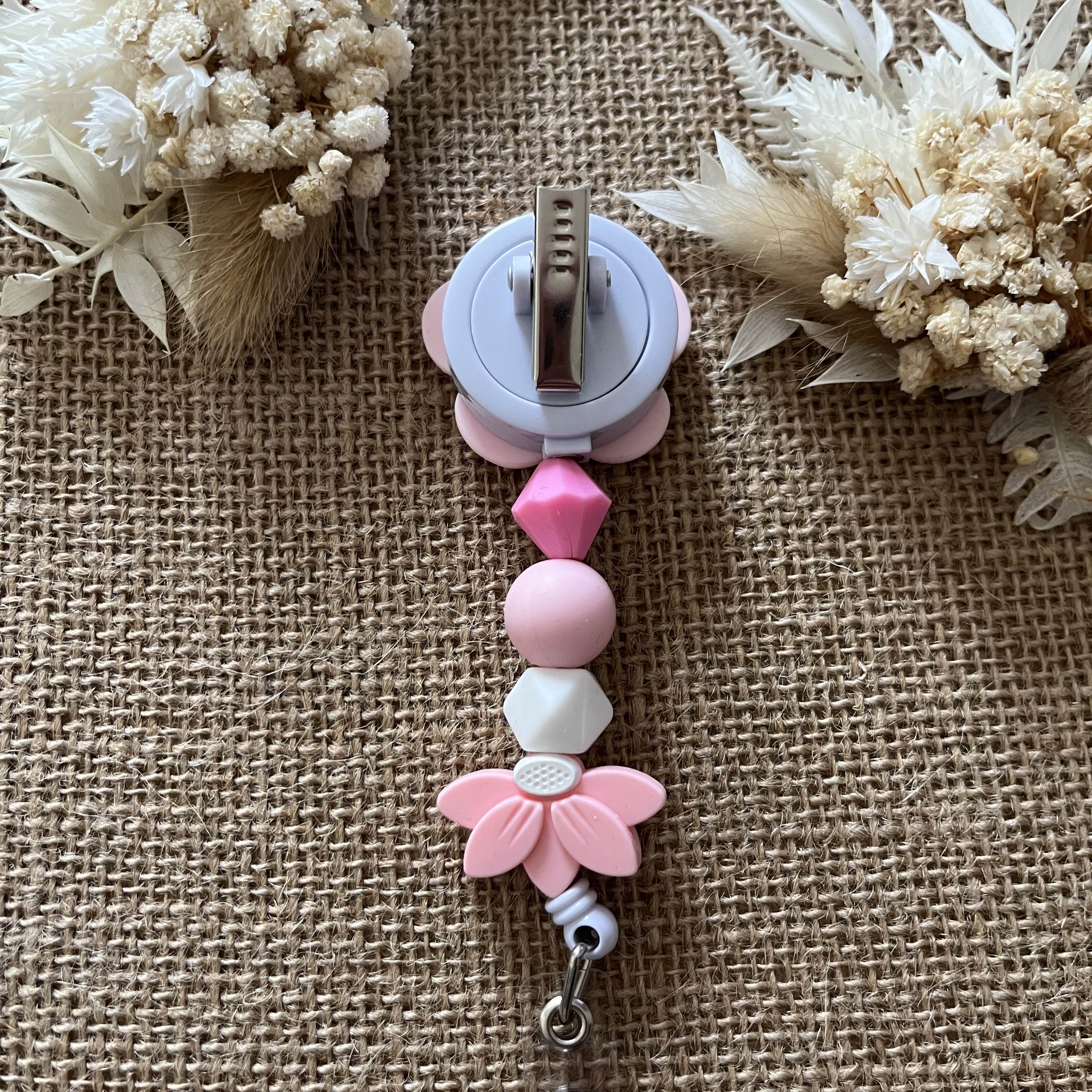 Porte Badge Enrouleur Rose