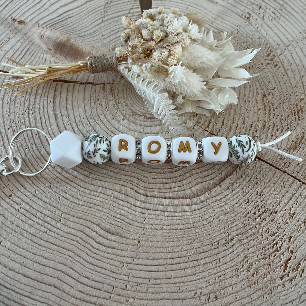 Porte Clef -  Prénom Feuilles Ma boutique