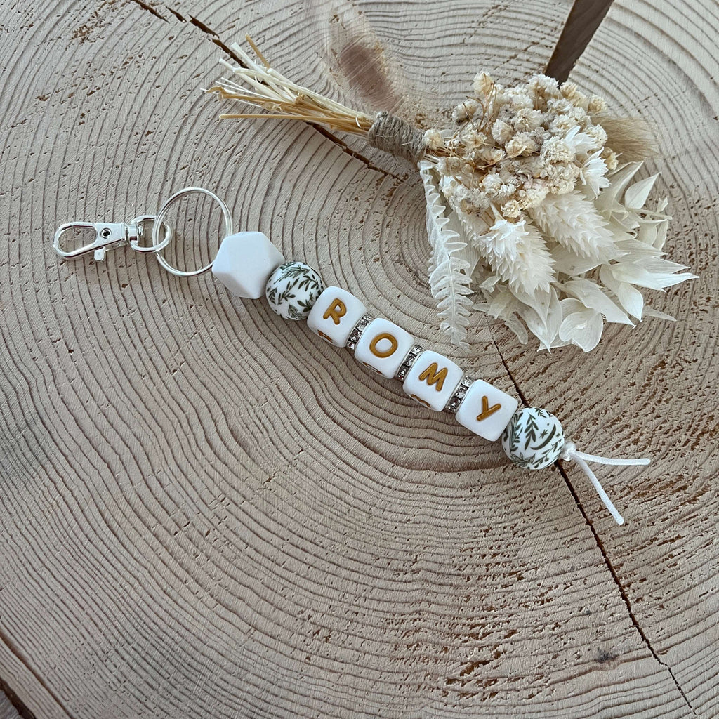 Porte Clef -  Prénom Feuilles Ma boutique