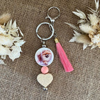Bijou de sac chien Pomeranian avec pompon rose  pour sac à main Lanyard & Co