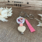 Bijou de sac chien Pomeranian avec pompon rose  pour sac à main Lanyard & Co