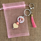 Bijou de sac chien Pomeranian avec pompon rose  pour sac à main Lanyard & Co