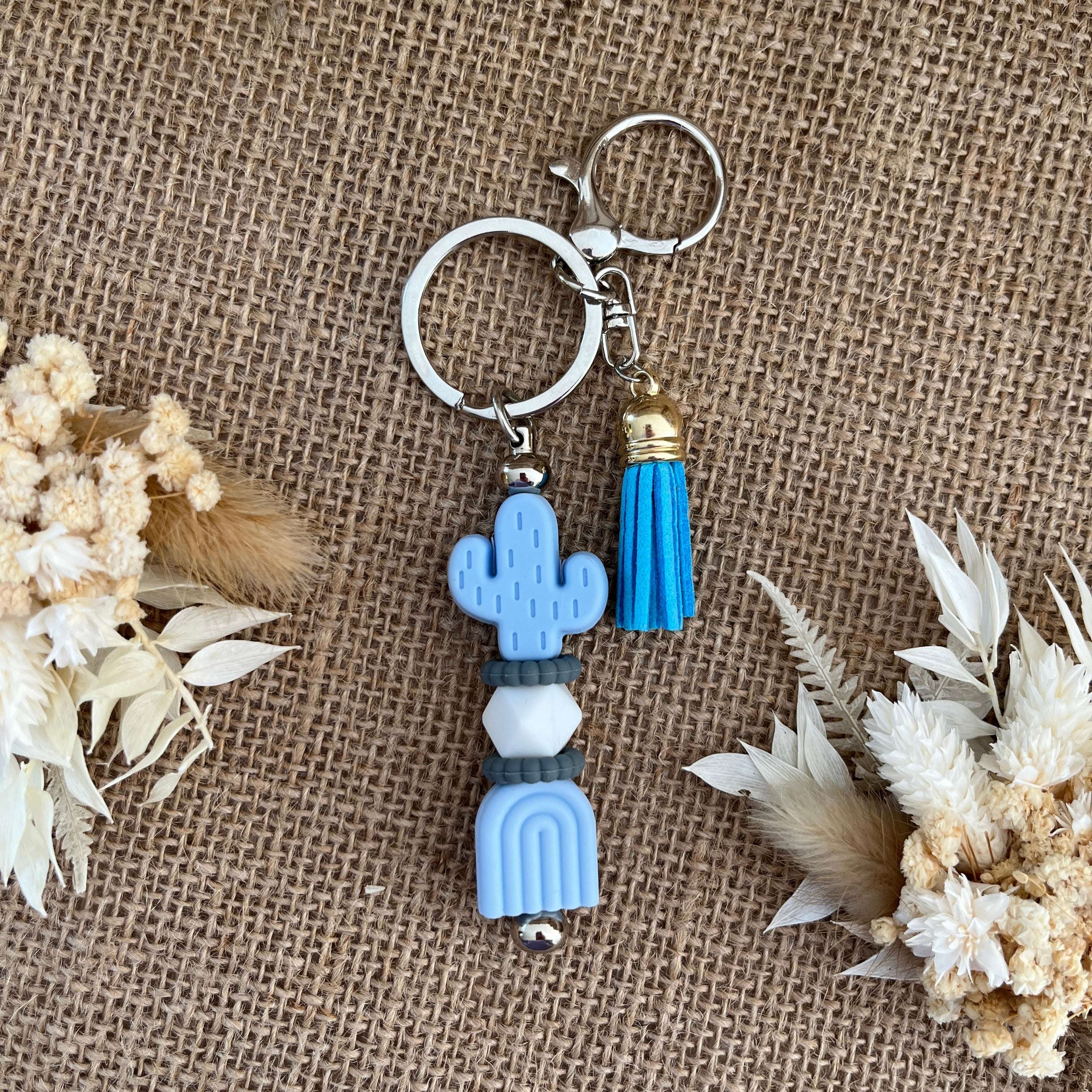 Bijou de Sac Perles Silicone – Porte-Clés Tendance Bleu Lanyard & Co