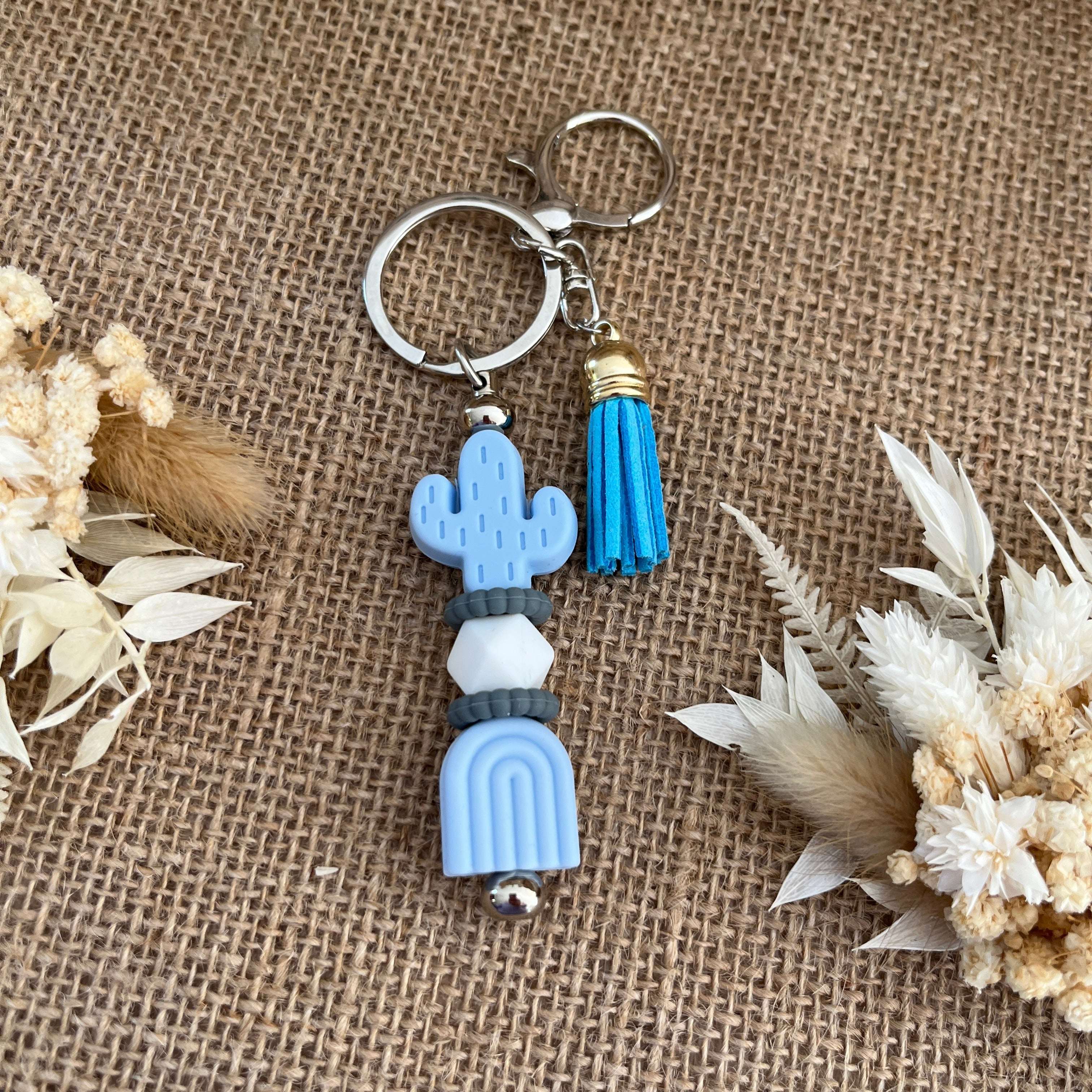 Bijou de Sac Perles Silicone – Porte-Clés Tendance Bleu Lanyard & Co