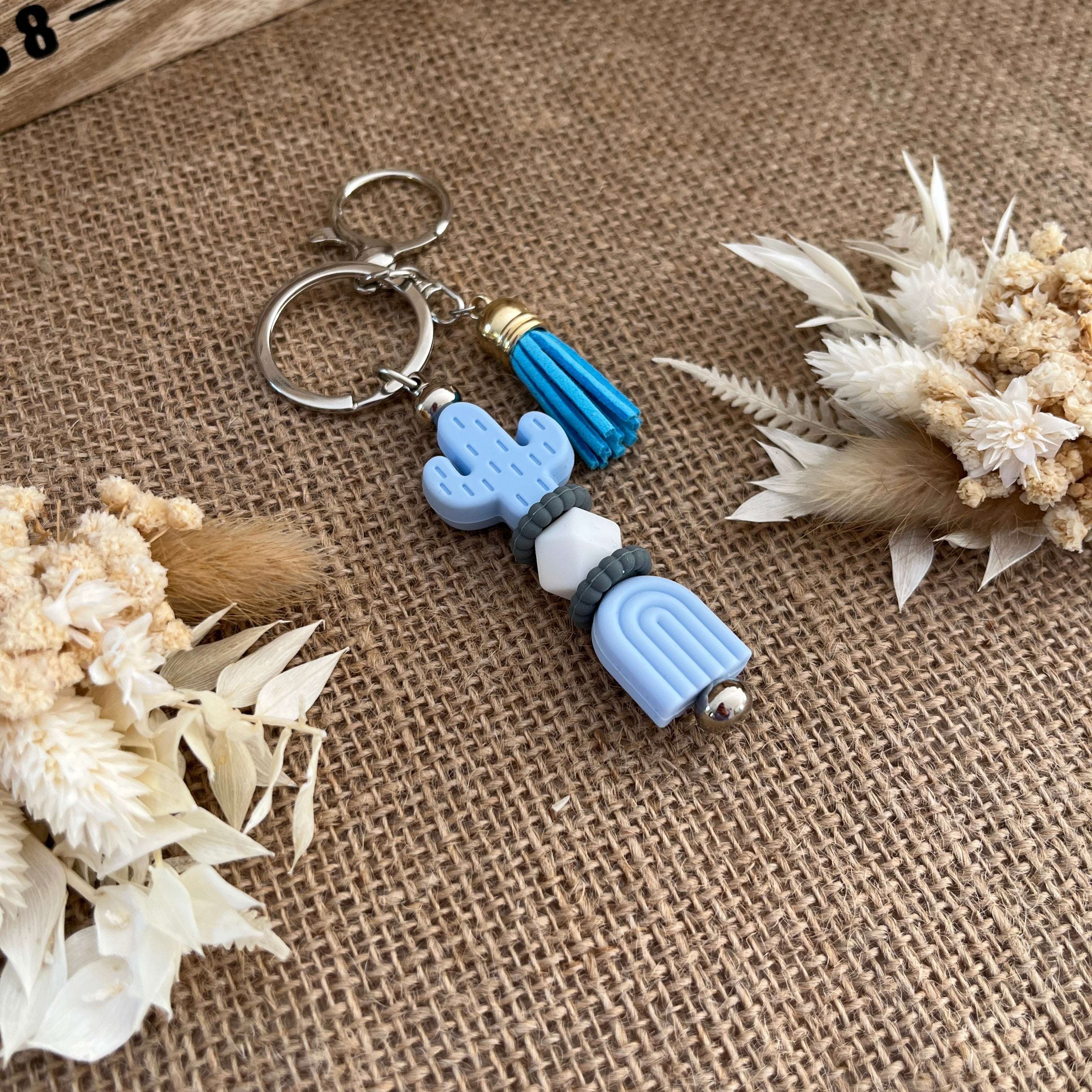 Bijou de Sac Perles Silicone – Porte-Clés Tendance Bleu Lanyard & Co