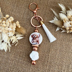 Bijou de sac chien en perles de silicone – Porte-clé pompon blanc – Accessoire sac fait main Lanyard & Co