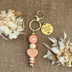 accessoire-sac-bijou-porte-cles-pêche-beige-maman-Lanyard & Co