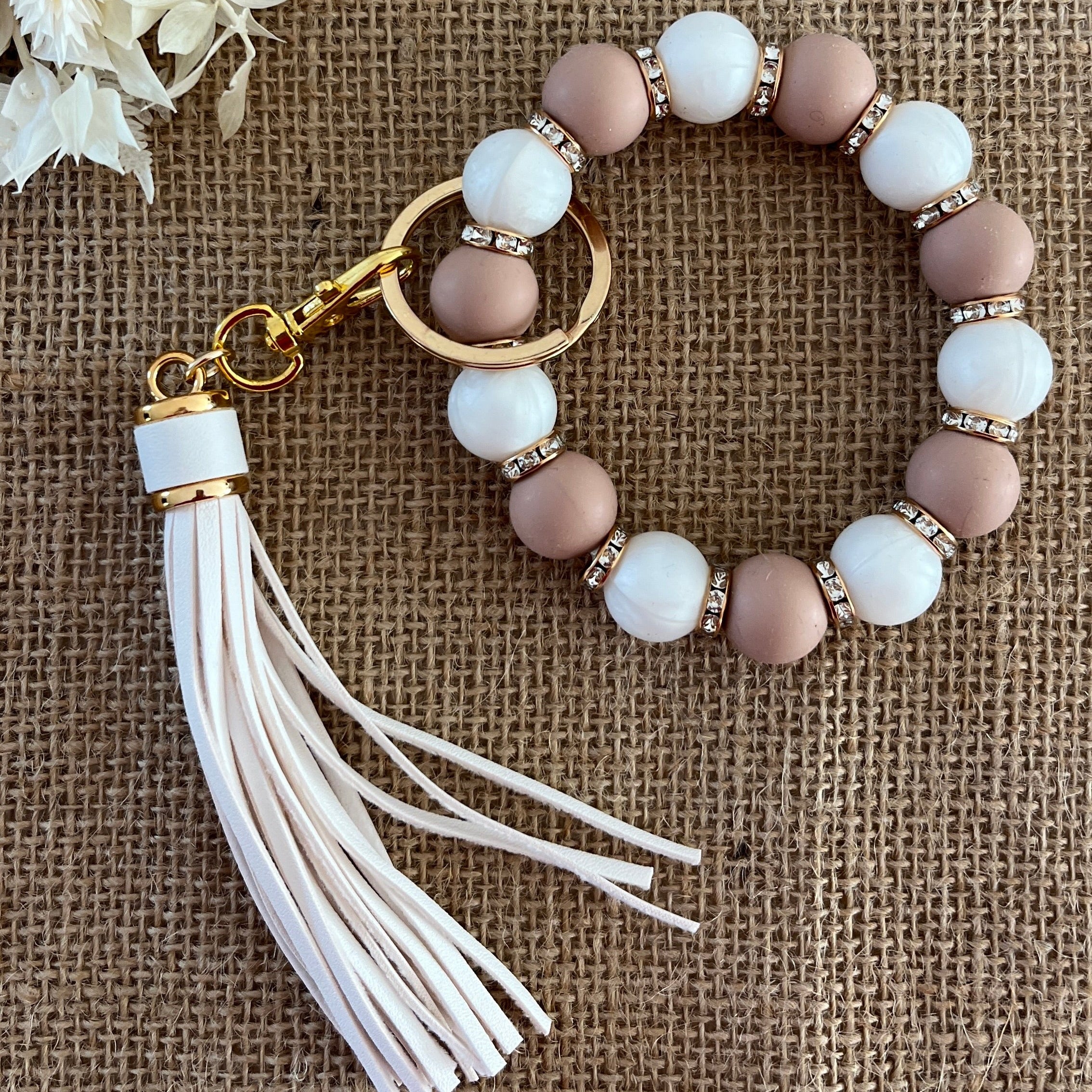 Porte Clef style bracelet beige