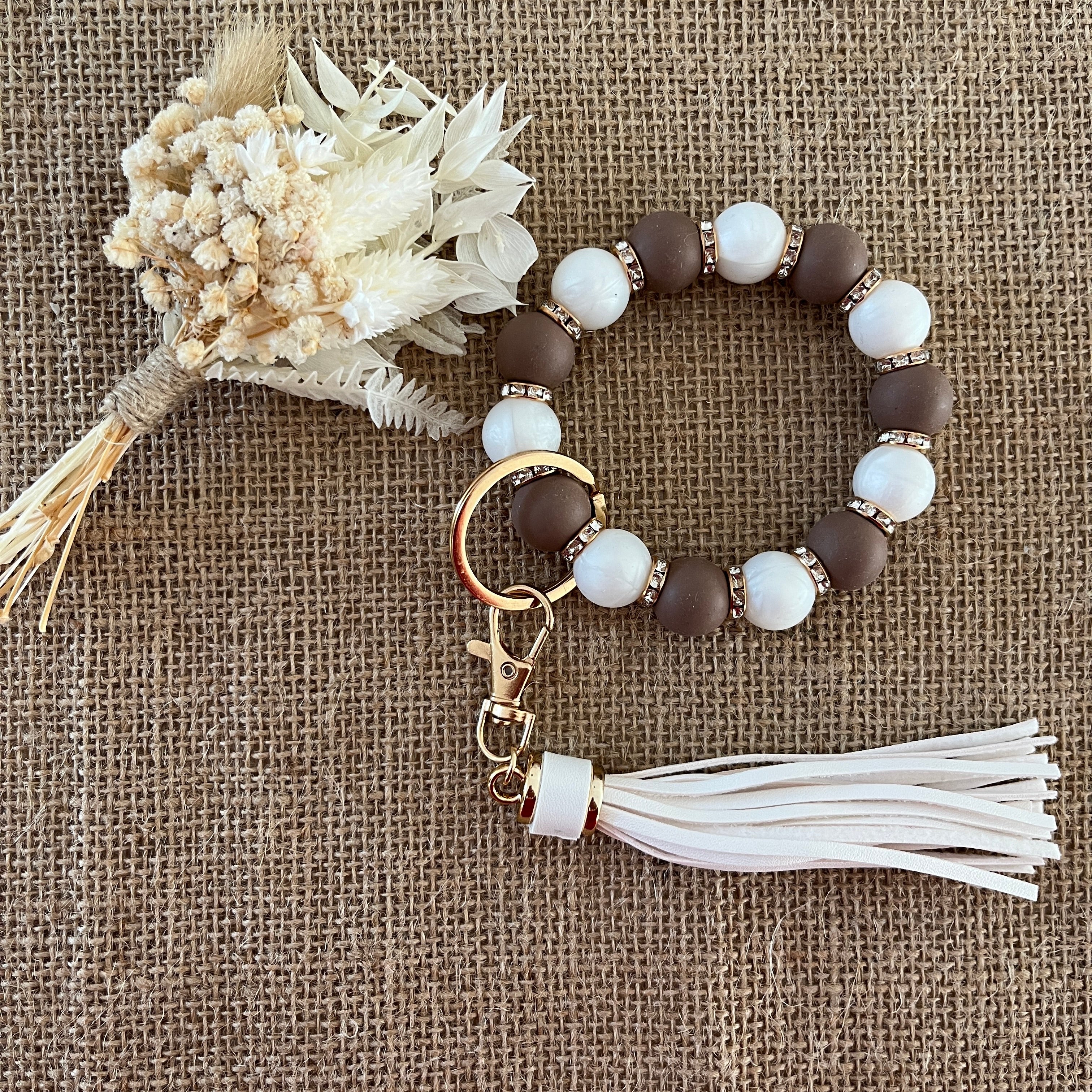 Porte Clef style bracelet marron