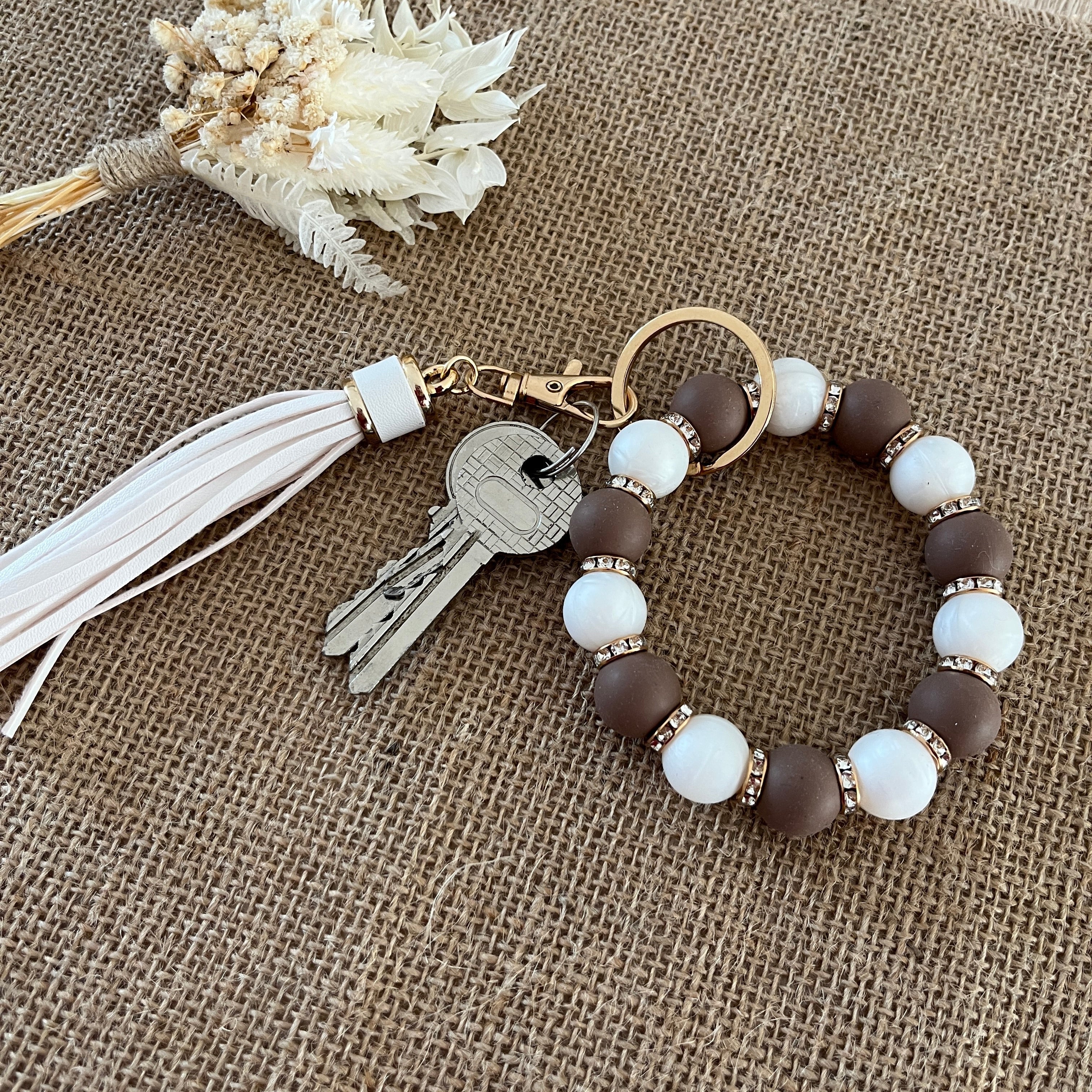 Porte Clef style bracelet marron