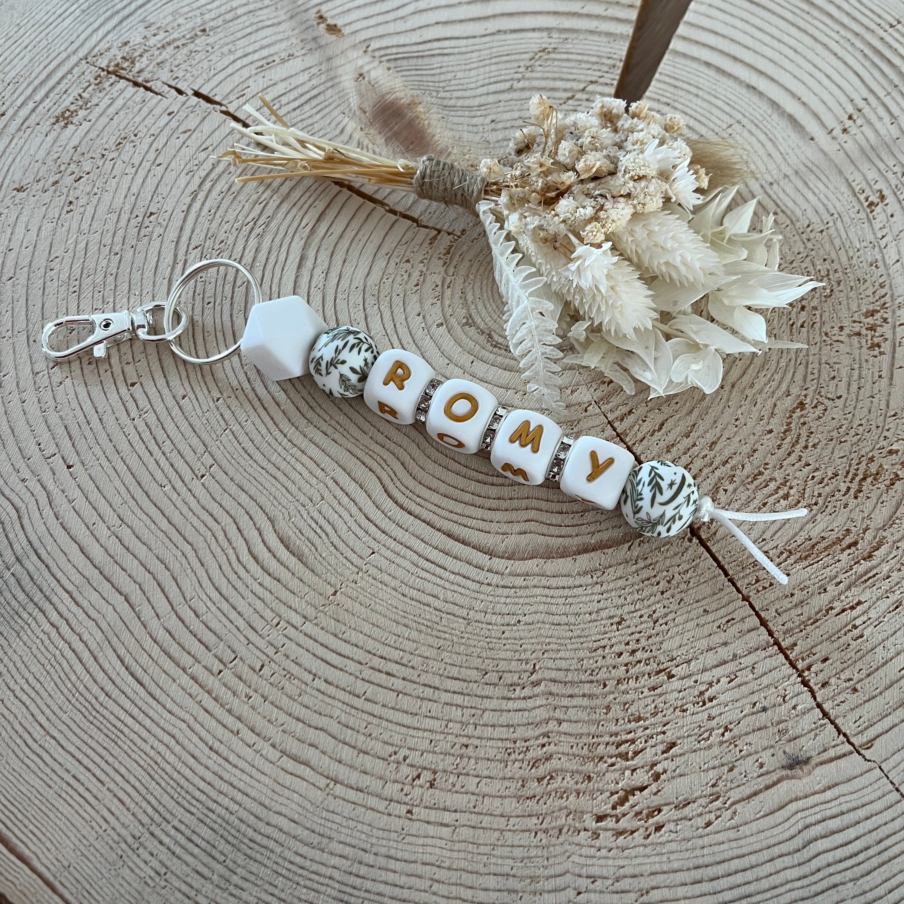 Porte Clef -  Prénom Feuilles