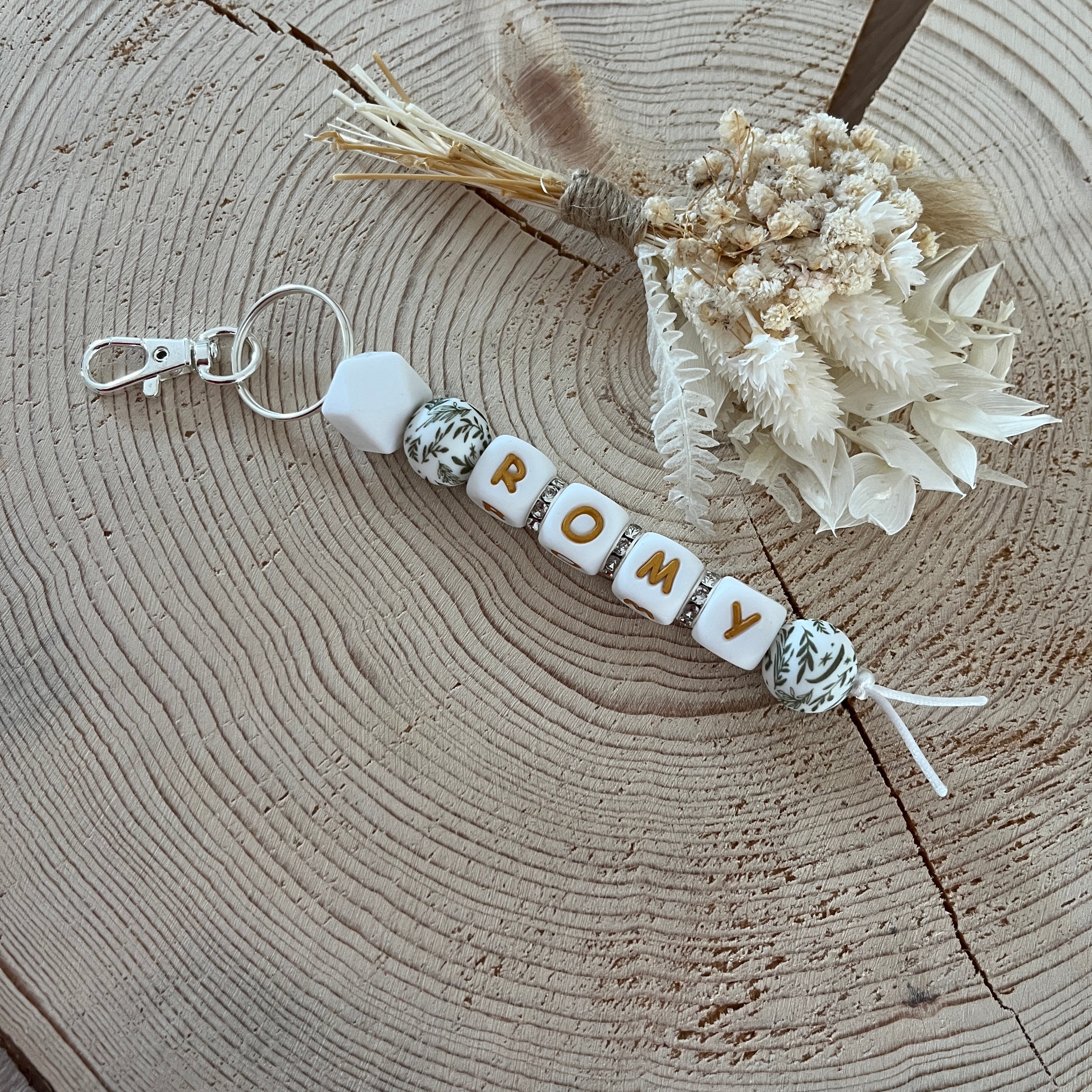 Porte Clef -  Prénom Feuilles