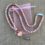 Tour de cou Rose poudré en perles de silicone – Porte-badge professionnel Ma boutique