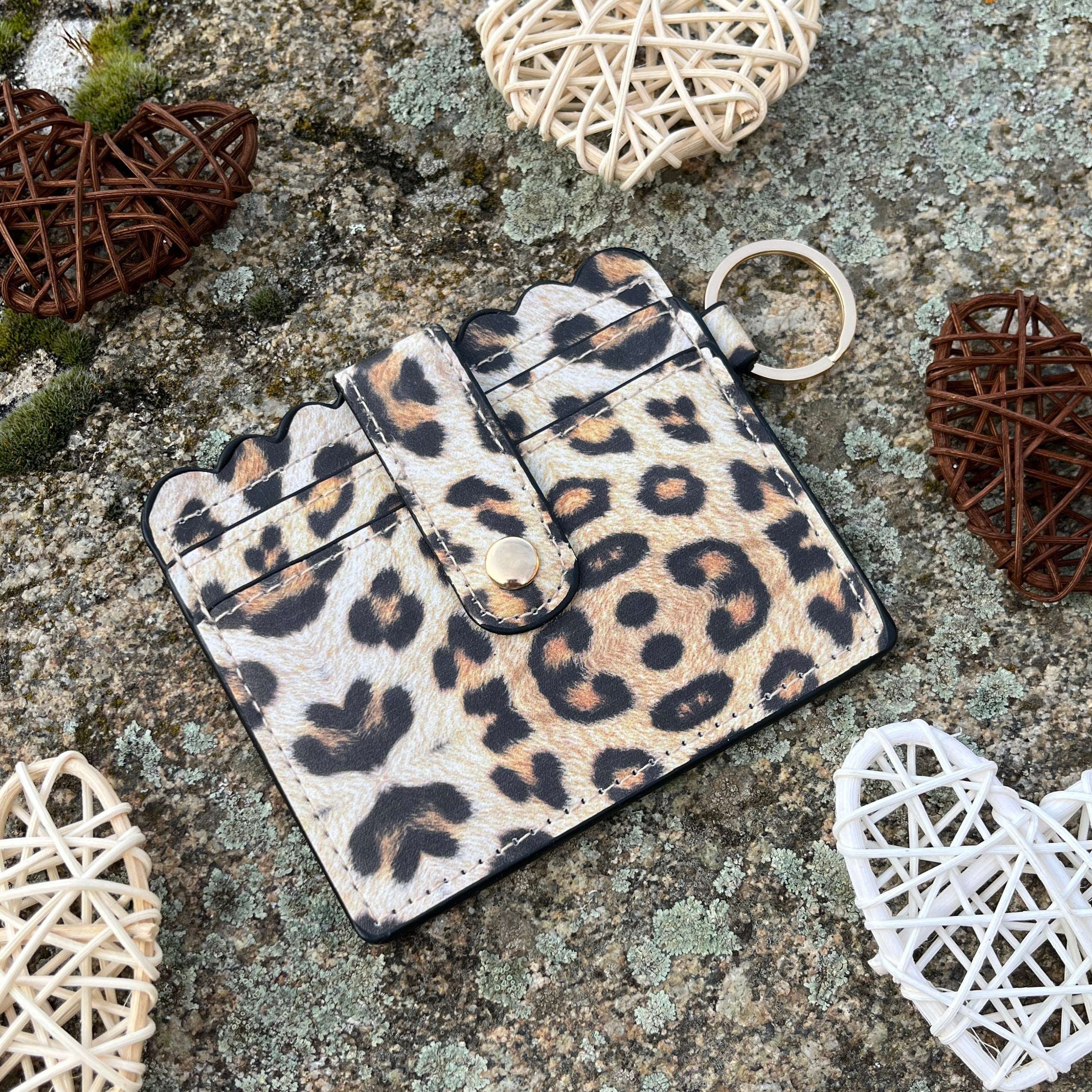 Porte-Cartes Léopard avec Anneau – Mini Porte-Feuille Chic 