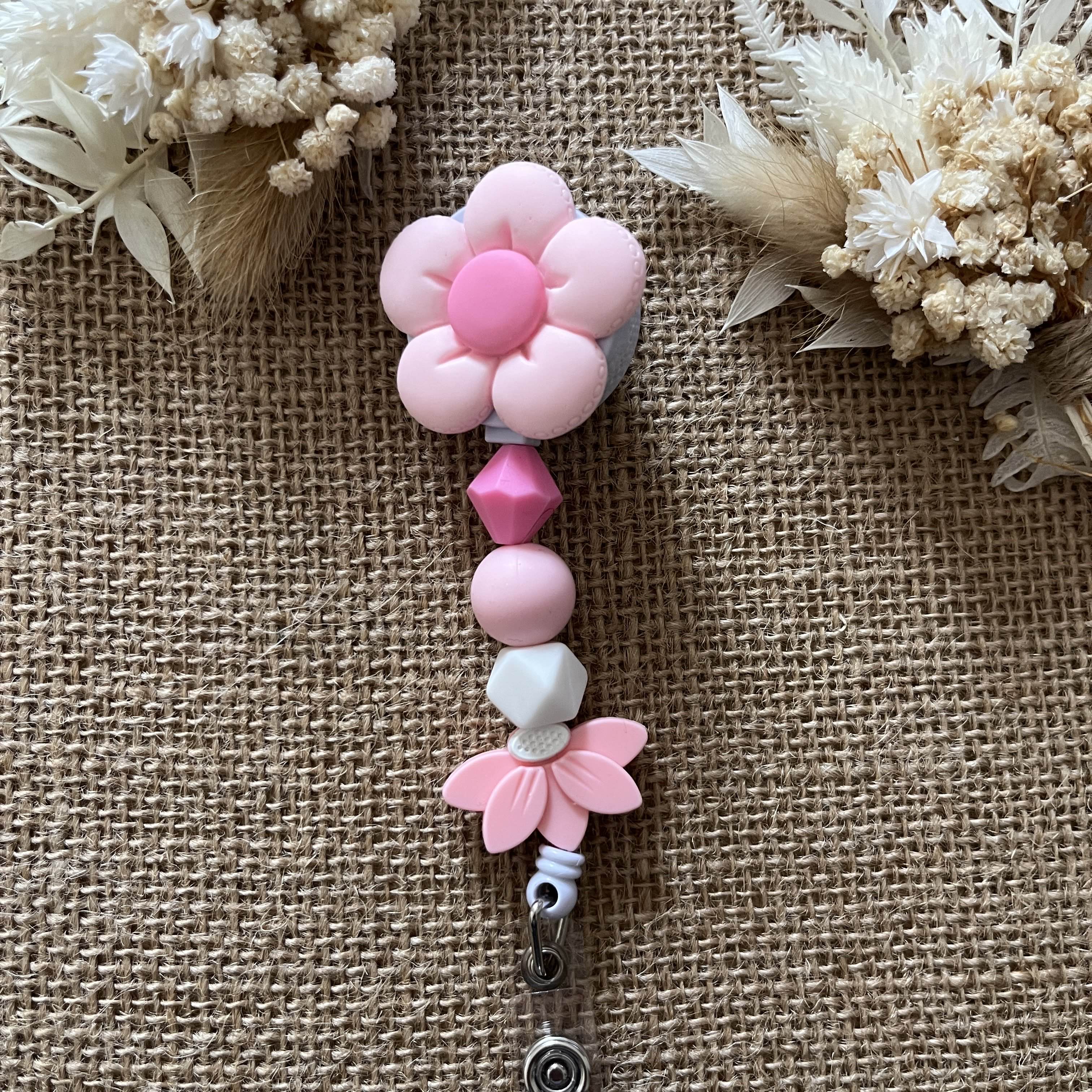 Porte Badge Enrouleur Rose