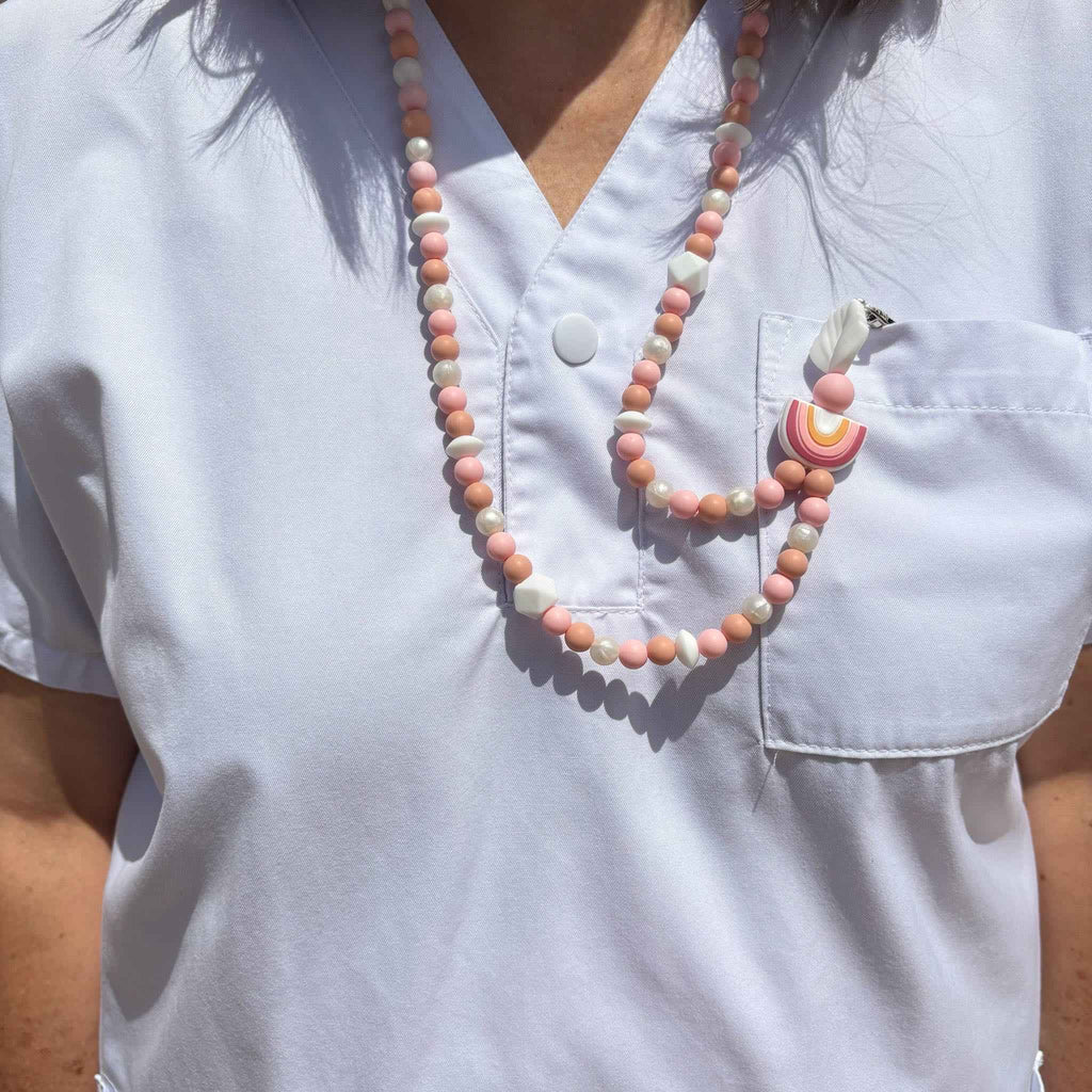 Tour de Cou Porte Badge Quartz Rose professionnel