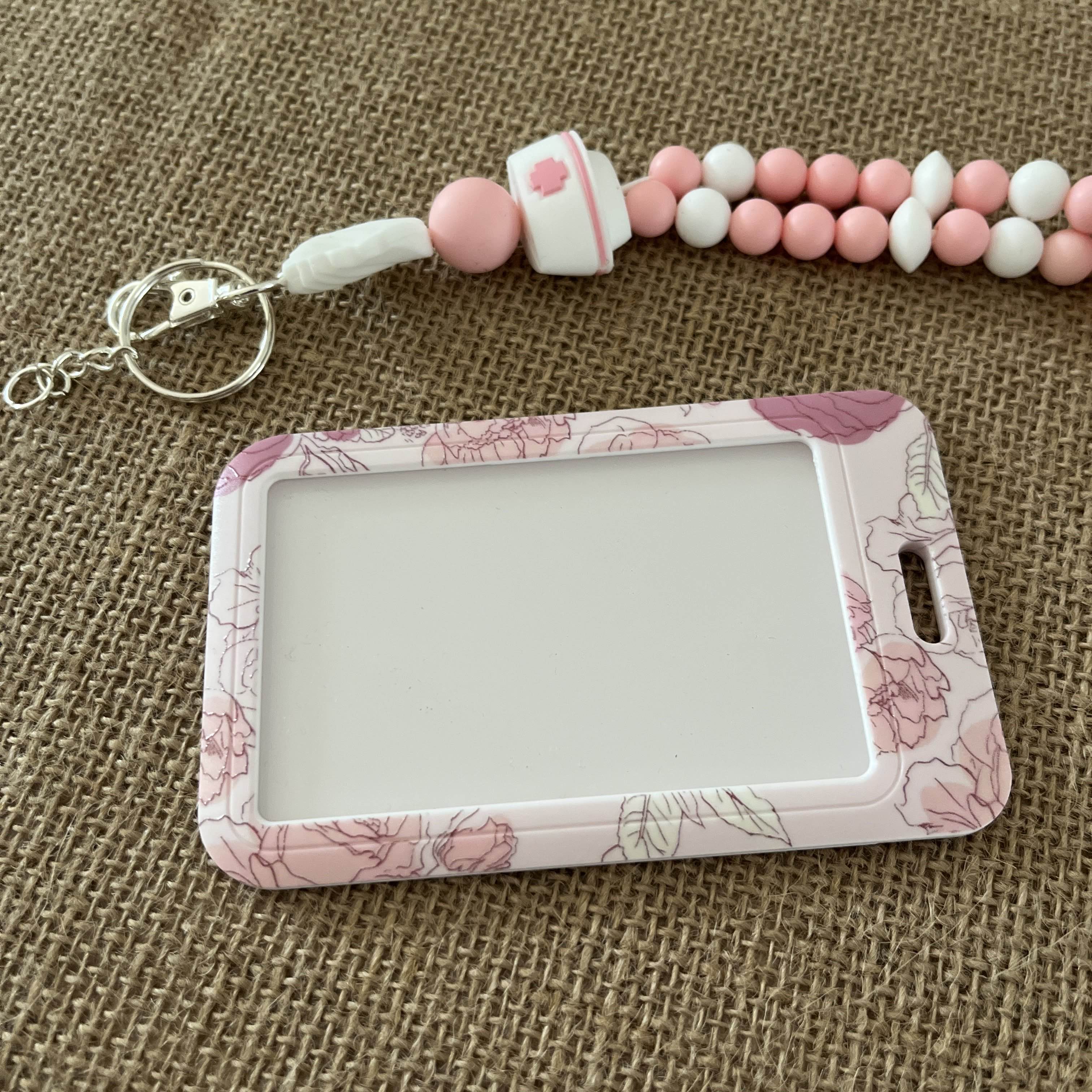 Porte Carte - Fleurs Roses