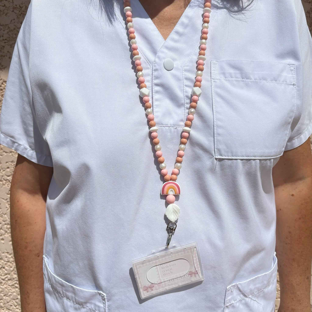 Tour de Cou Porte Badge Quartz Rose professionnel