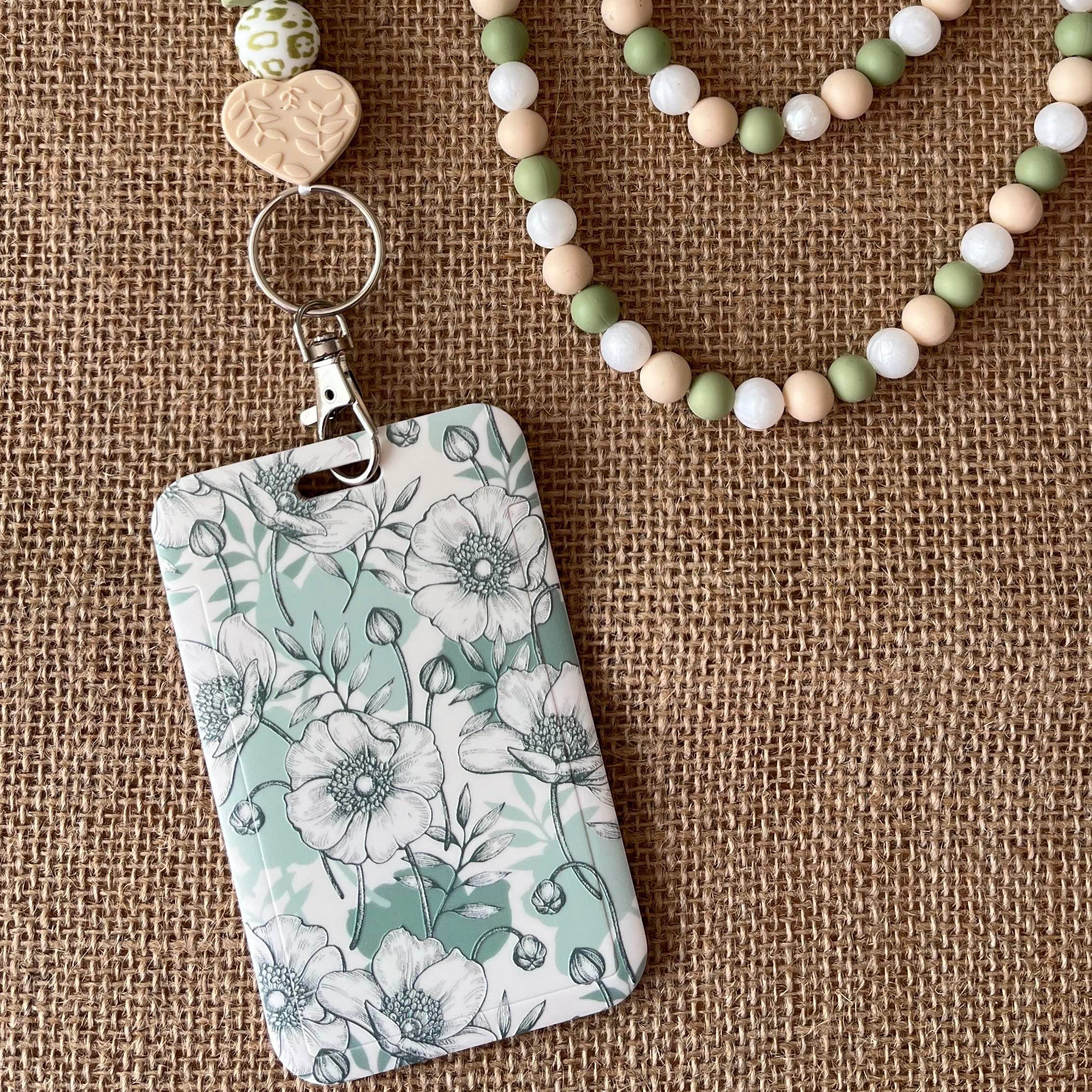 Porte Carte - Fleurs Vertes