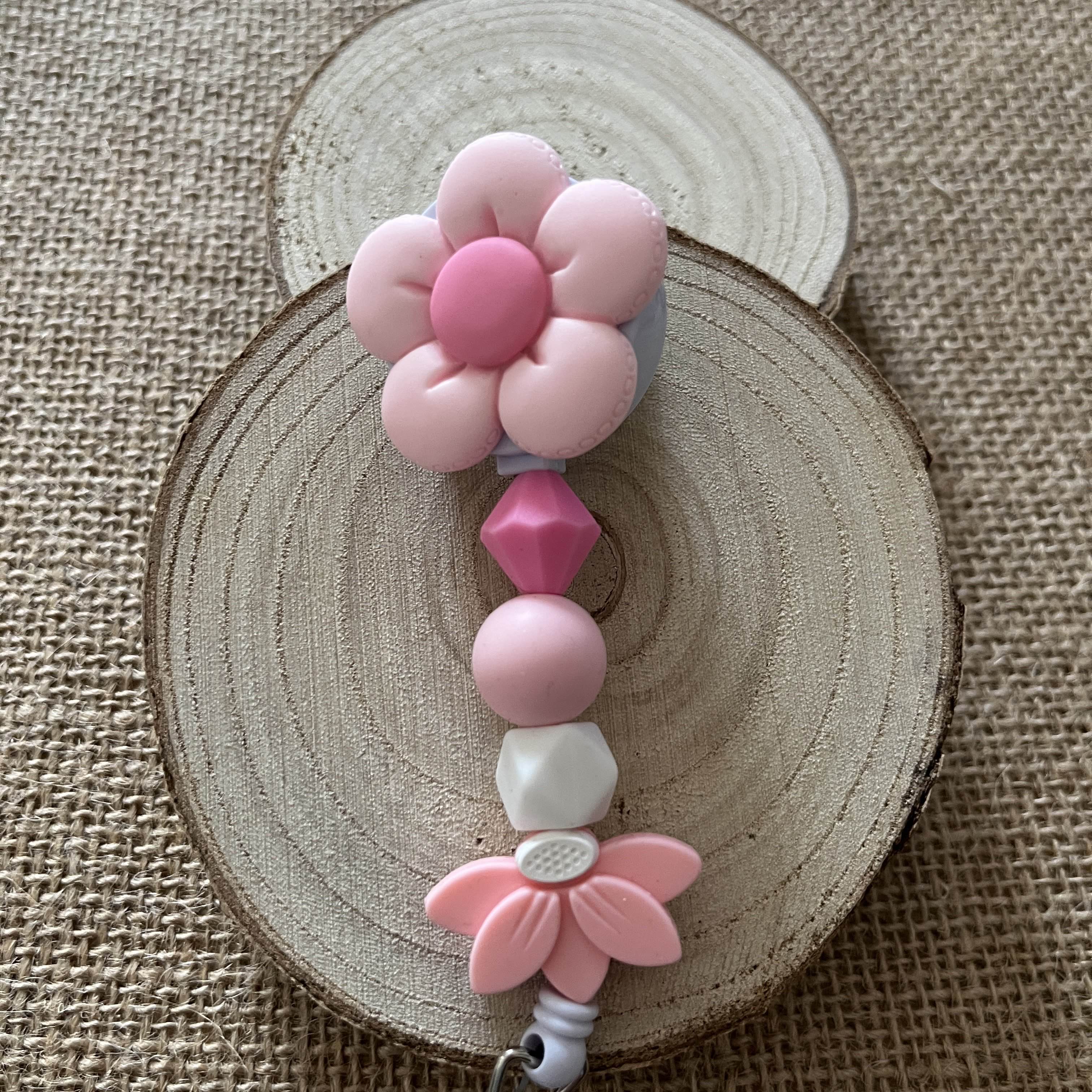 Porte Badge Enrouleur Rose