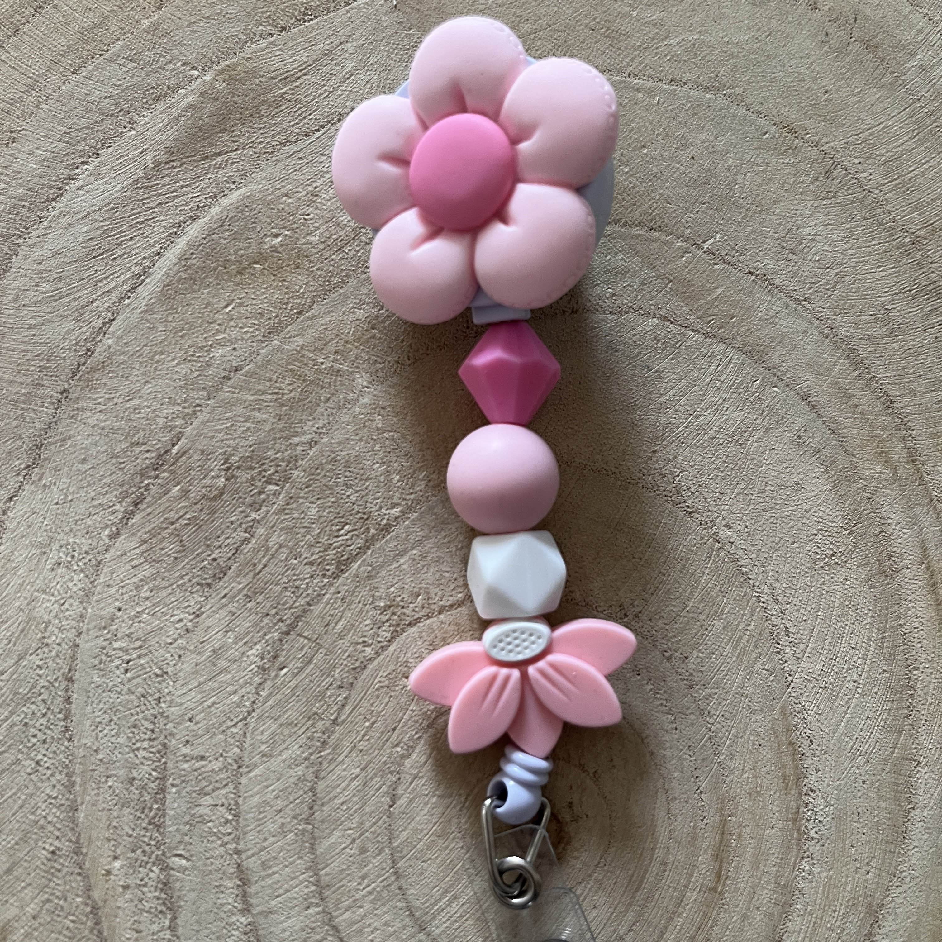 Porte Badge Enrouleur Rose