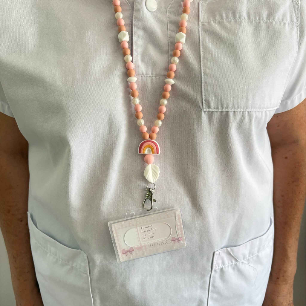 Tour de Cou Porte Badge Quartz Rose professionnel