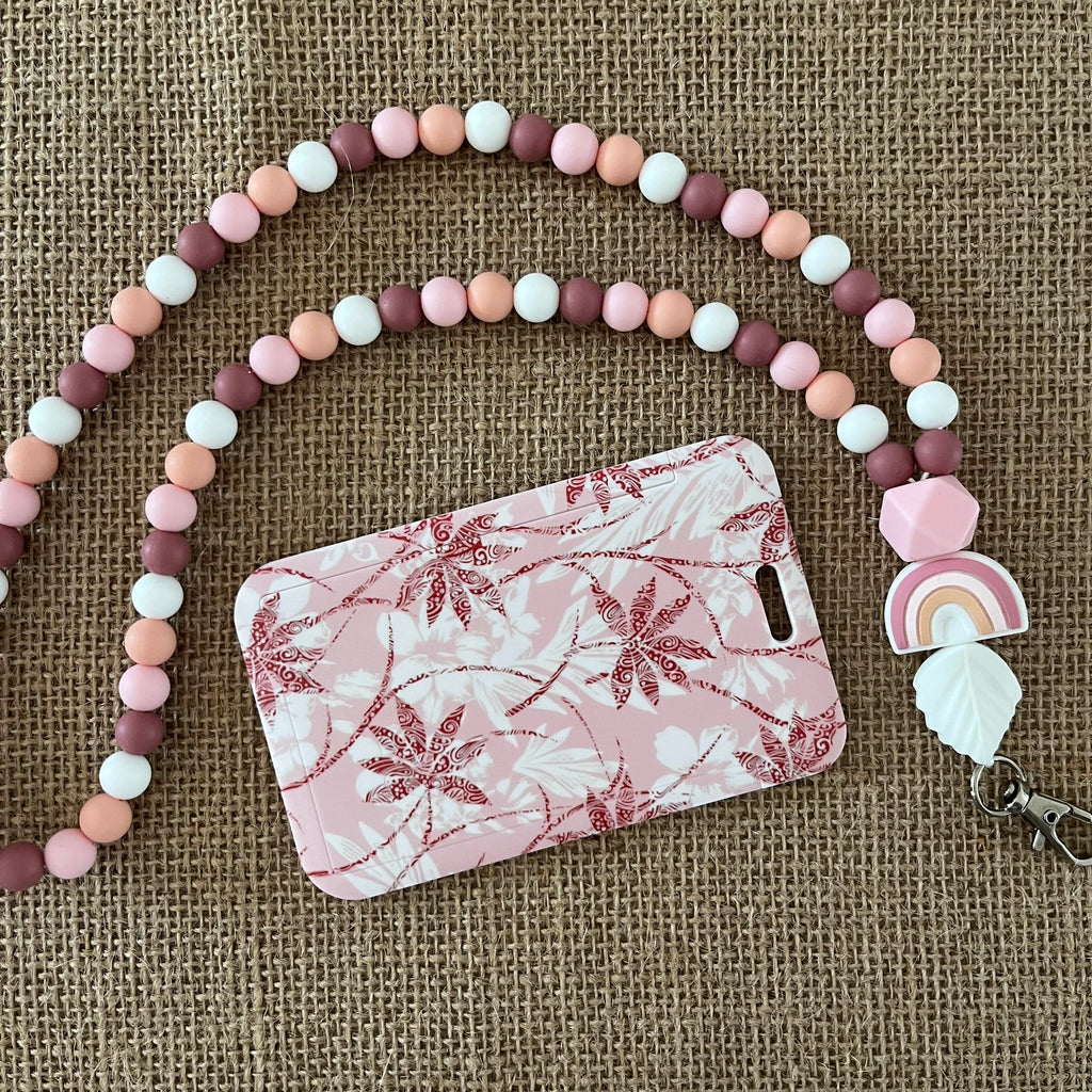 Porte Carte - Feuilles Roses Ma boutique