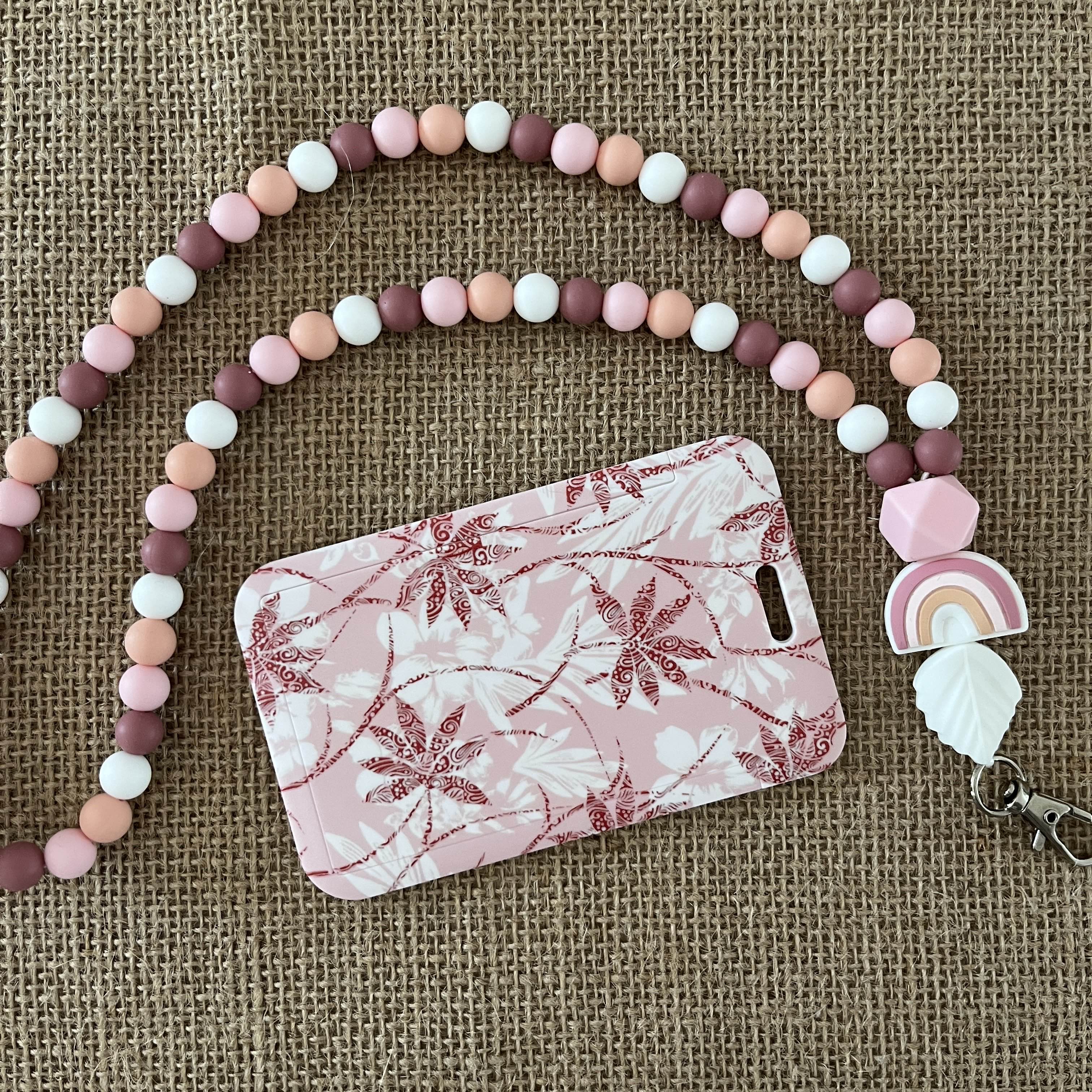 Porte Carte - Feuilles Roses