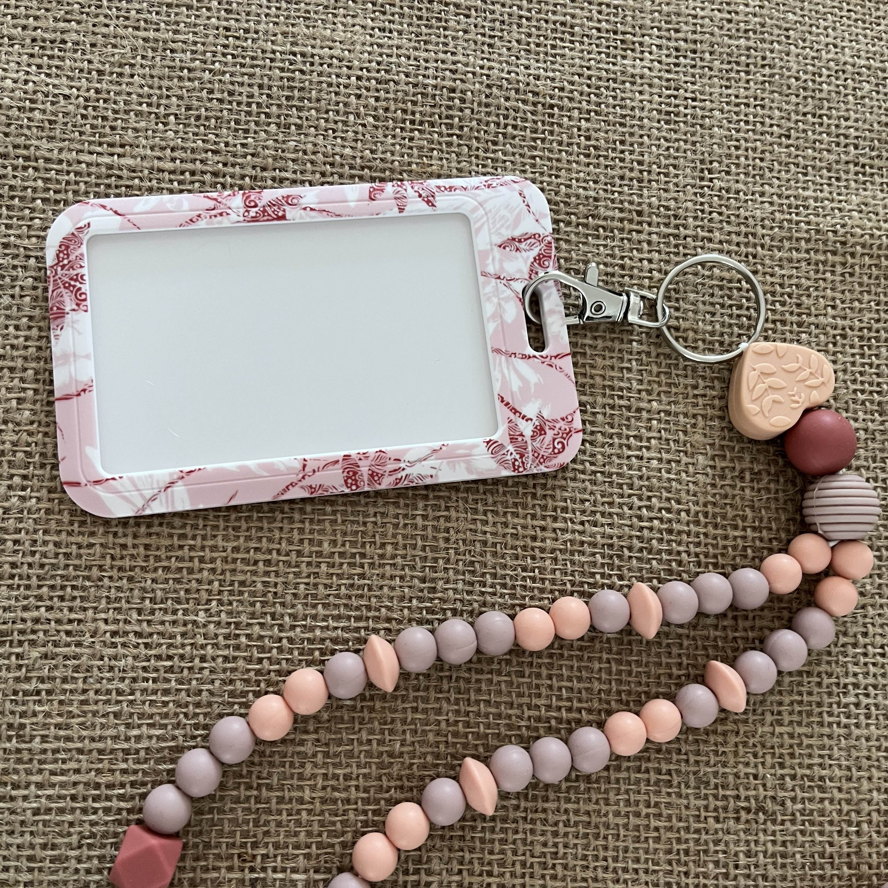 Porte Carte - Feuilles Roses