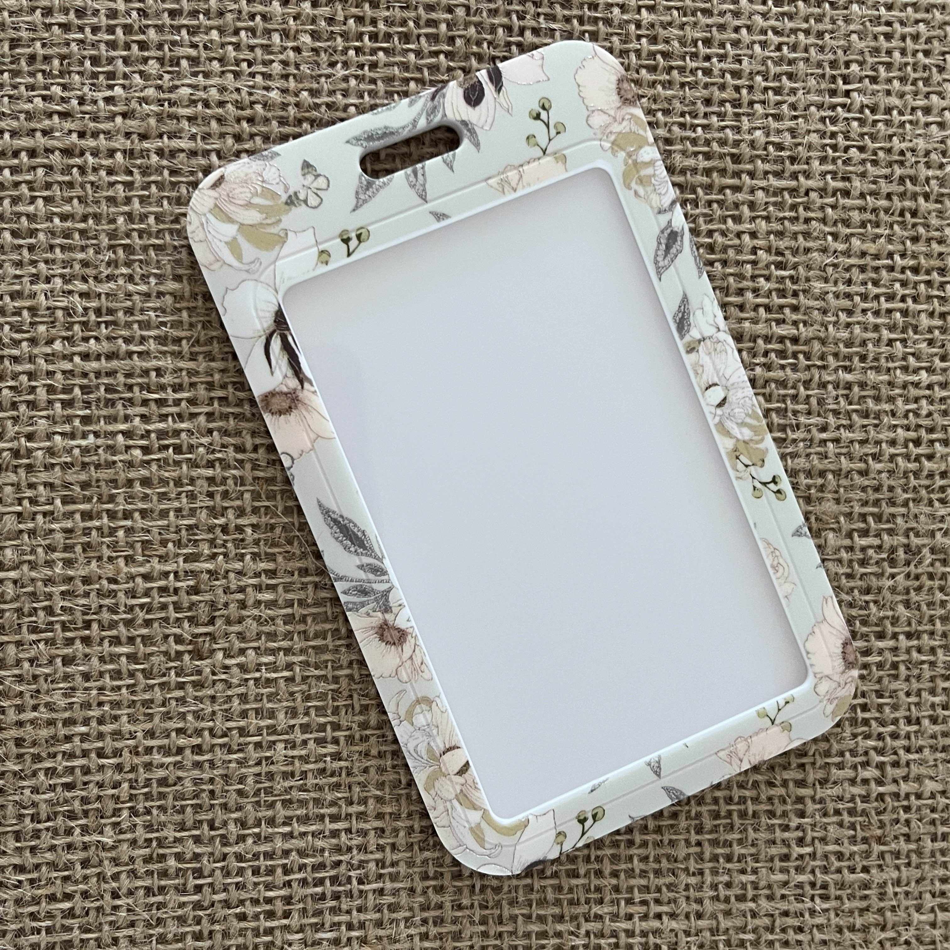 Porte Carte - Fleurs Beige