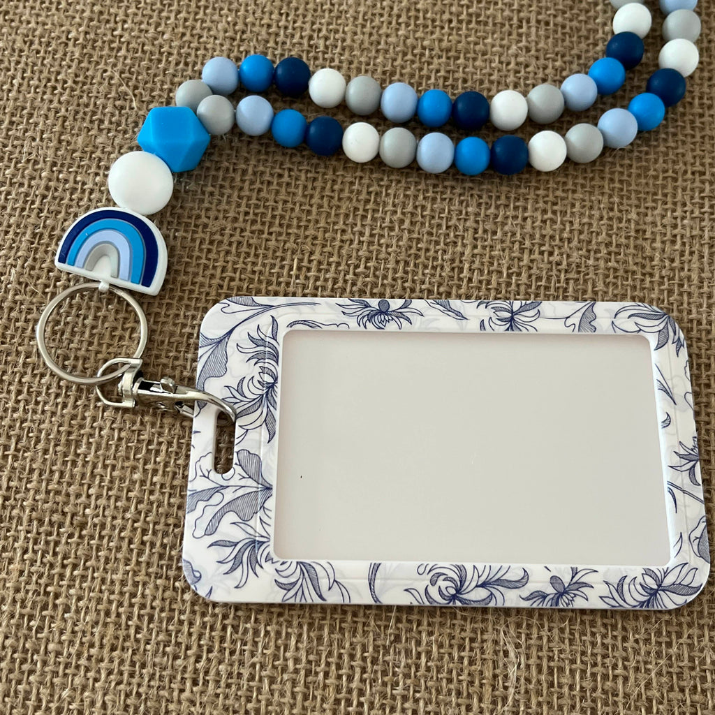 Porte Carte - Feuilles bleues Ma boutique