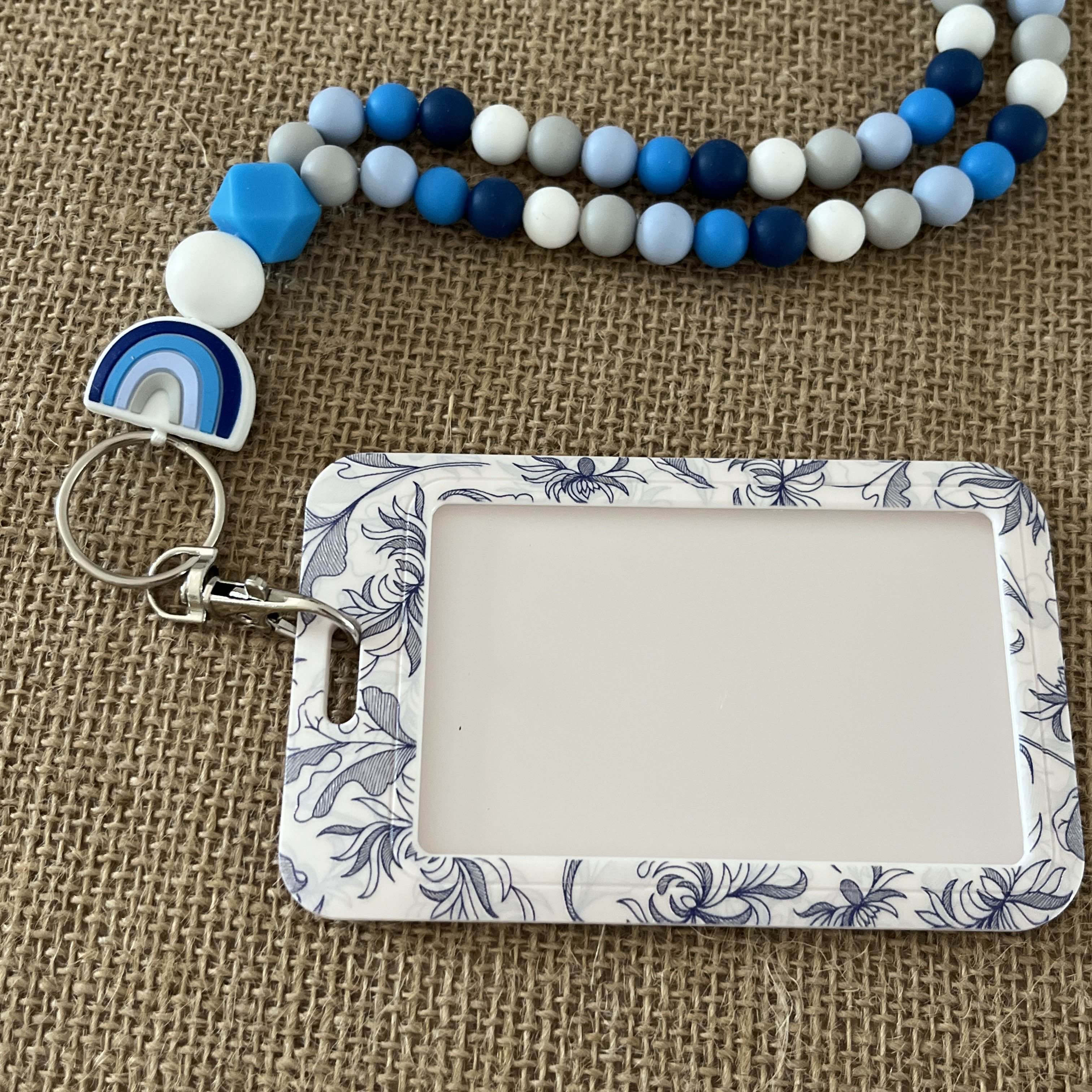 Porte Carte - Feuilles bleues