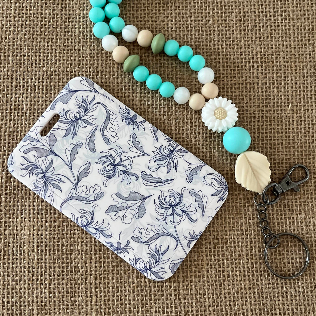 Porte Carte - Feuilles bleues Ma boutique