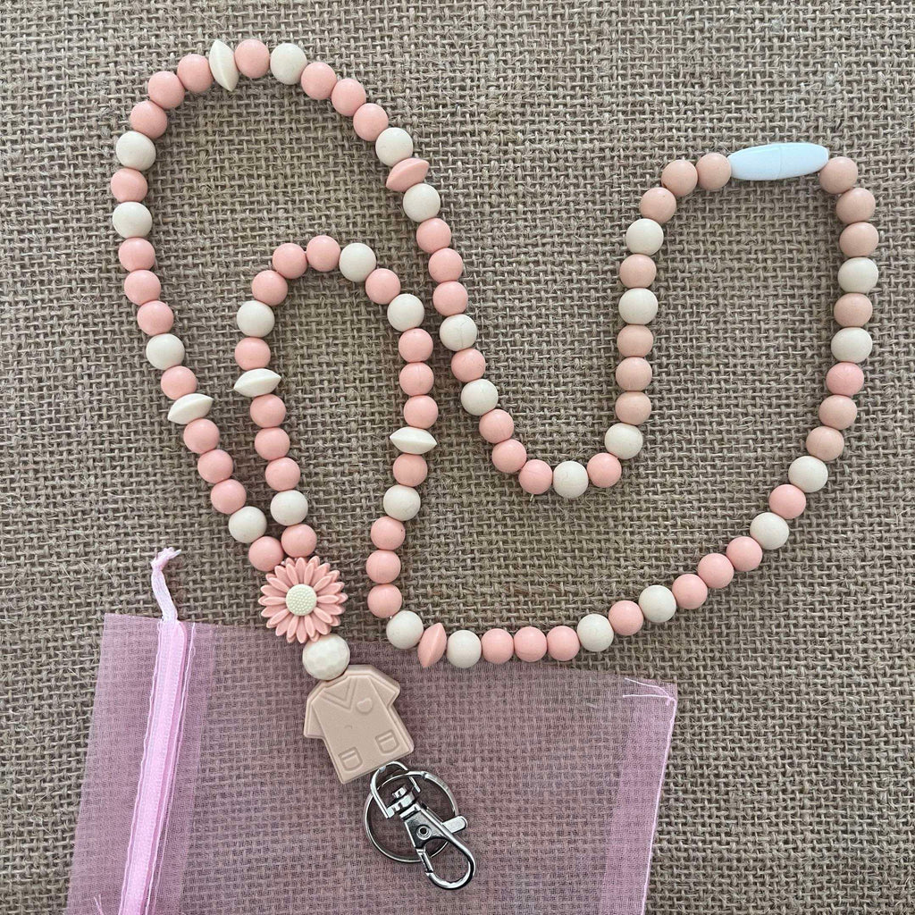 lanyard infirmière personnalise marguerite peche