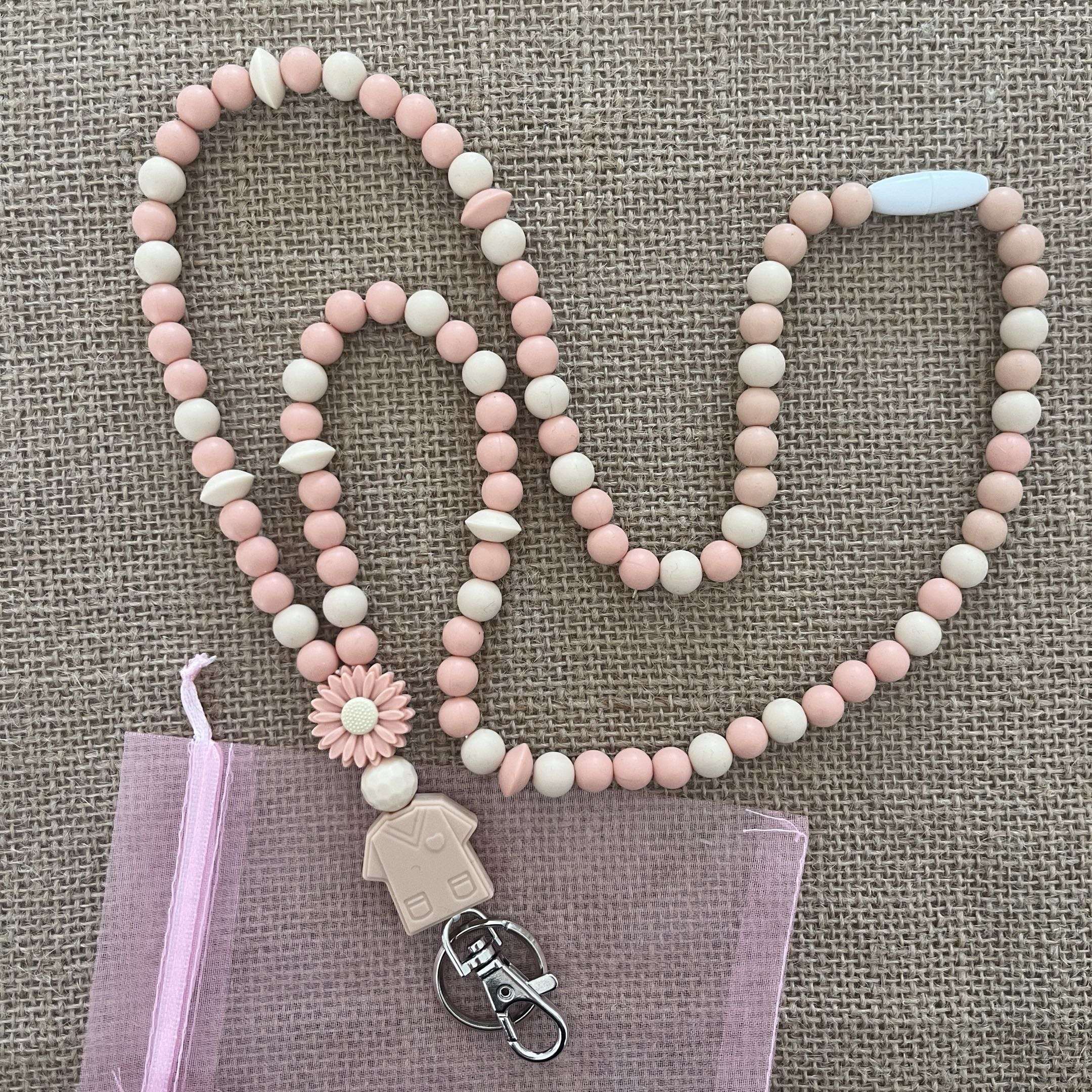 lanyard infirmière personnalise marguerite peche