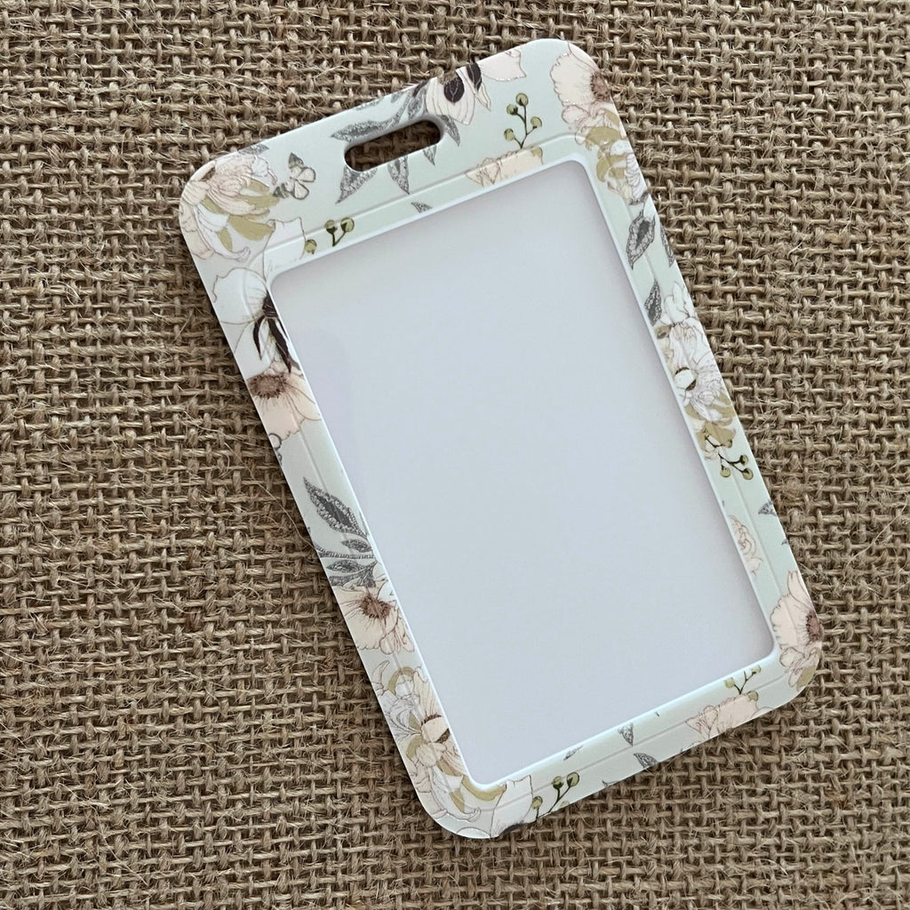 Porte Carte Fleurs Beige rigide mignon