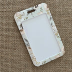 Porte Carte Fleurs Beige rigide mignon