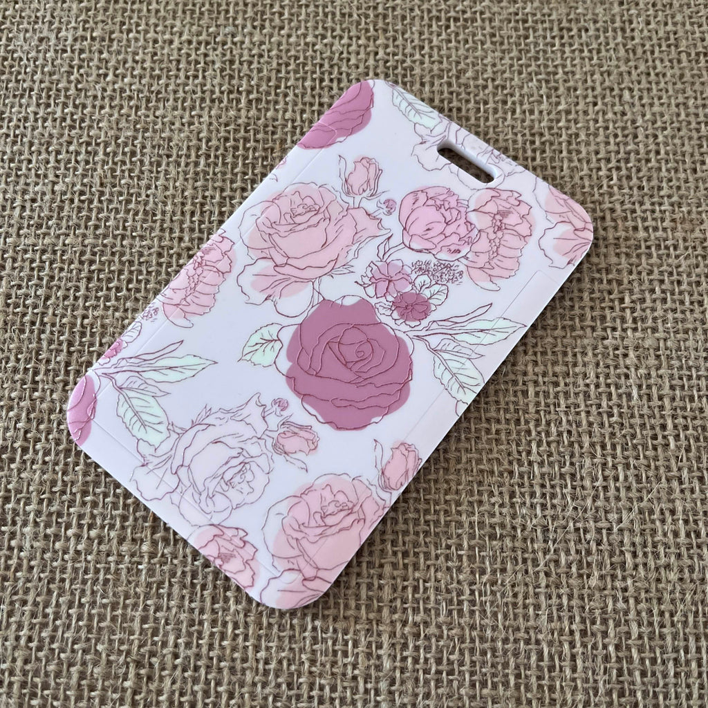 porte badge fleurs rose badge rigide original