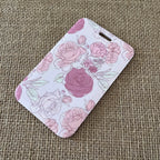 porte badge fleurs rose badge rigide original