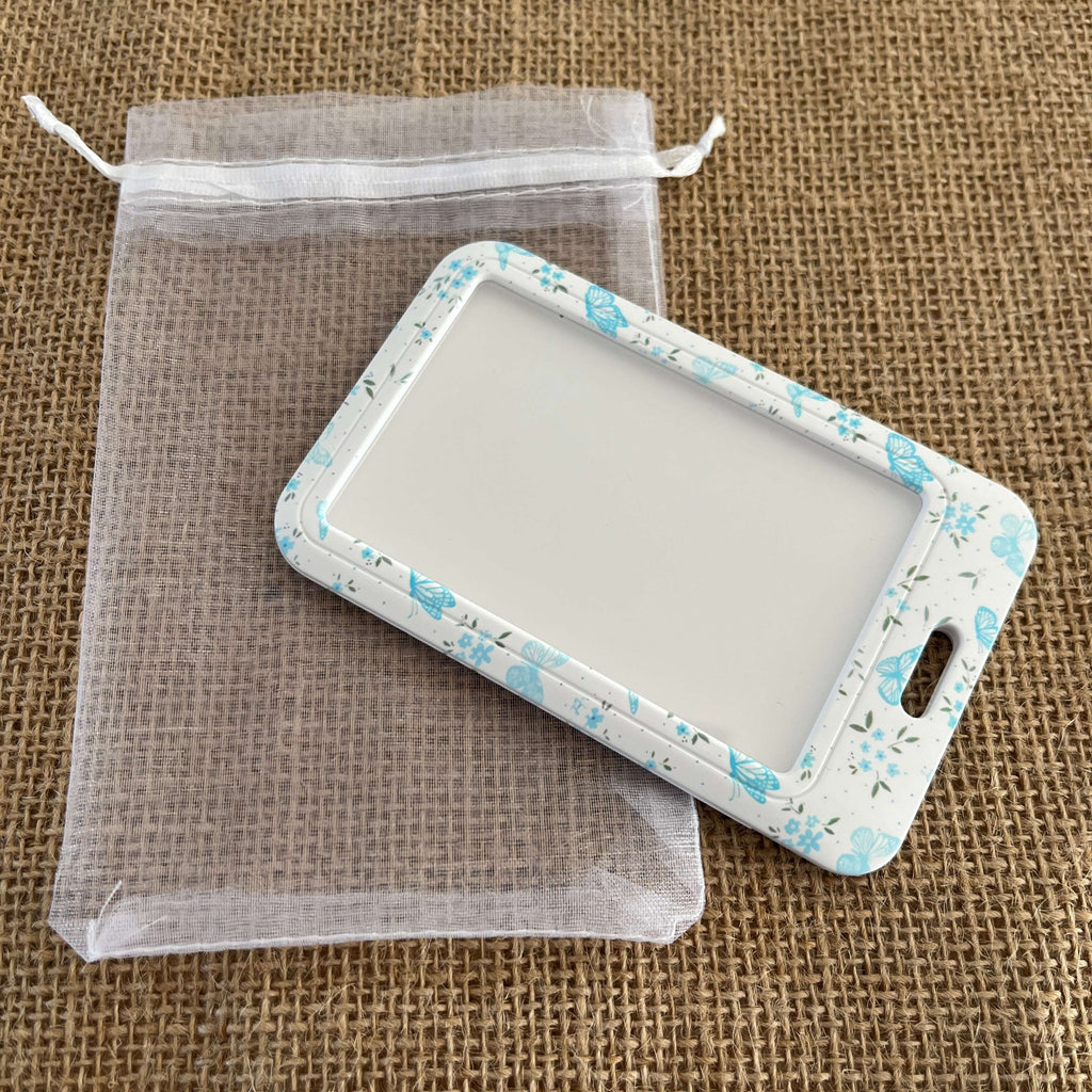 Porte-badge Papillon Bleu coulissant – Étui Carte Compact 