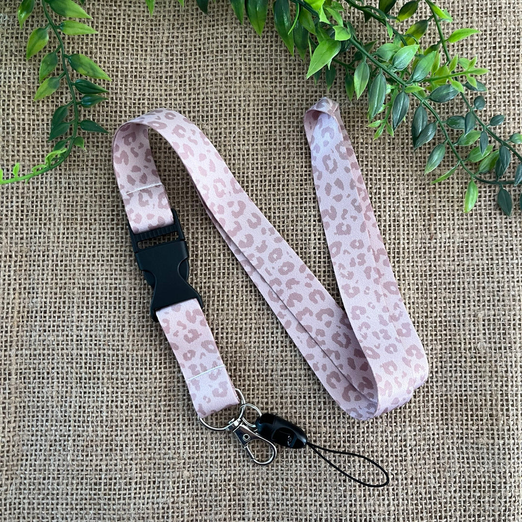 Lanière porte-clef et badge motif léopard avec attache pour badge ou smartphone
