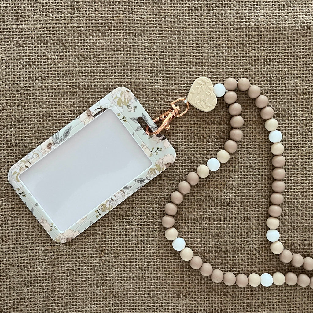 Porte Carte bus collegien beige à fleurs