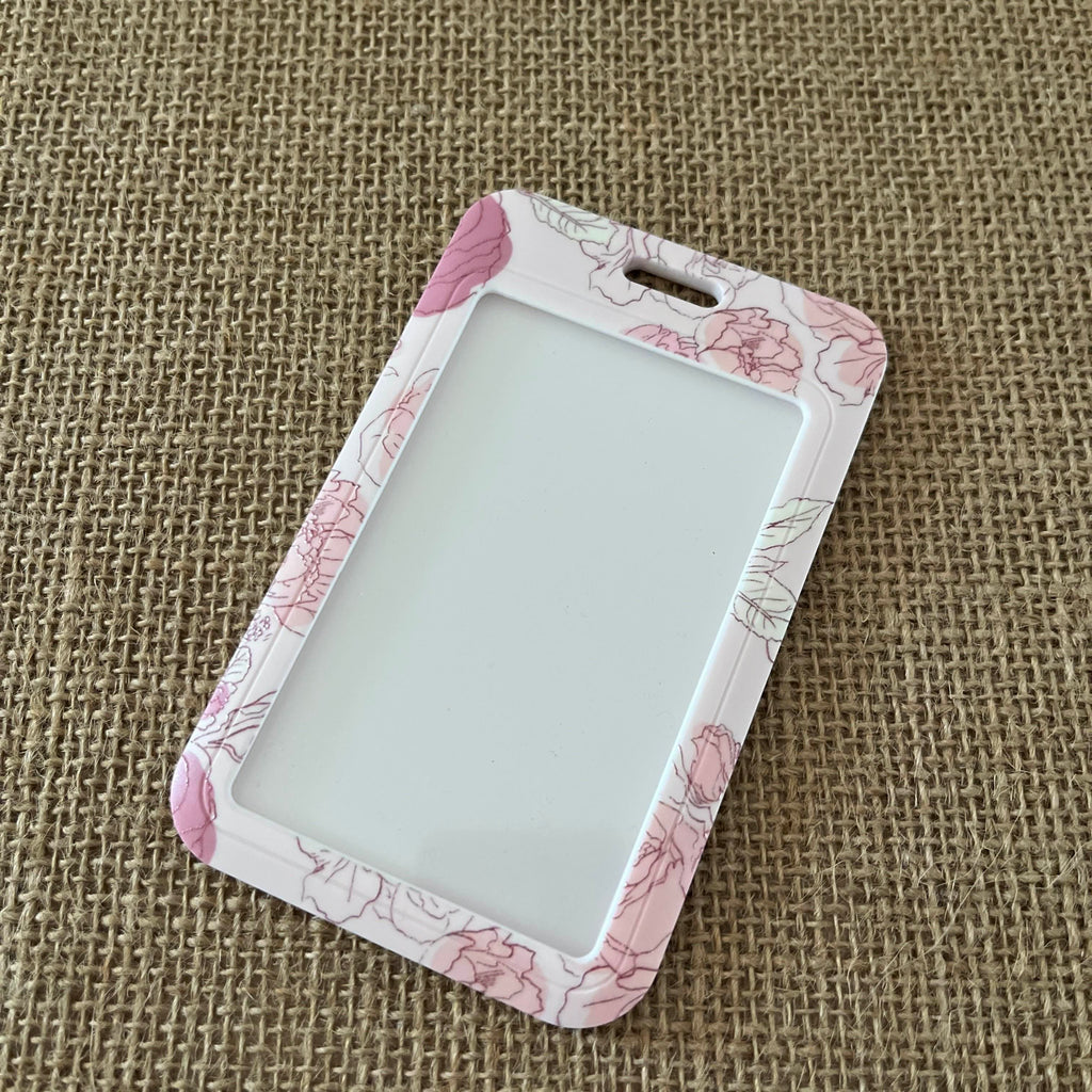 porte carte etudiant fleurs rose badge 