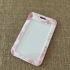 porte carte etudiant fleurs rose badge 