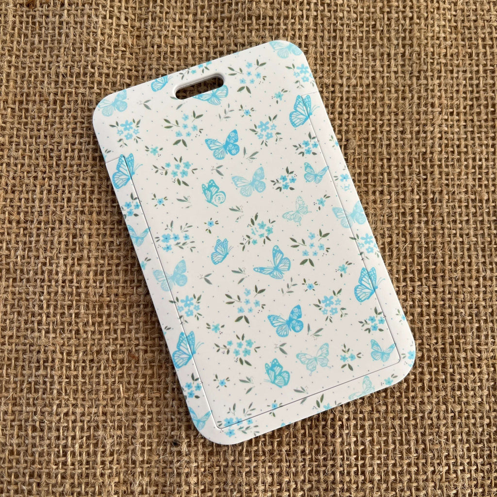 Porte-Carte Papillon Bleu rigide – Étui Carte Compact 