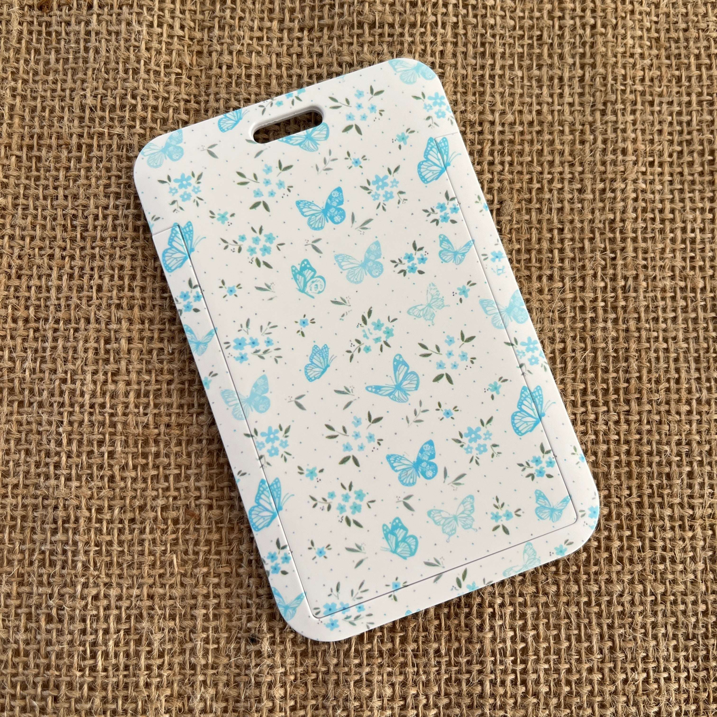 Porte-Carte Papillon Bleu rigide – Étui Carte Compact 