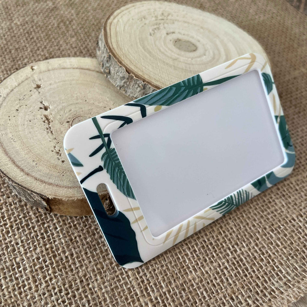Porte carte rigide motif feuillle verte