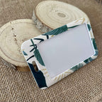Porte carte rigide motif feuillle verte
